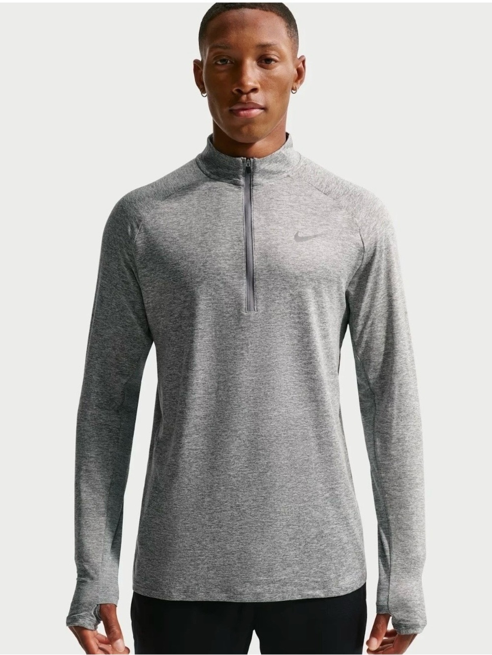 Nike Running Dri-Fit Element Men's Performance Gray Half-Zip Pullover Athletic L